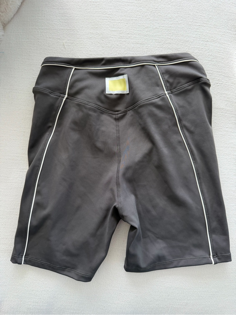 YLLW The Label Gray Biker Shorts with White Piping